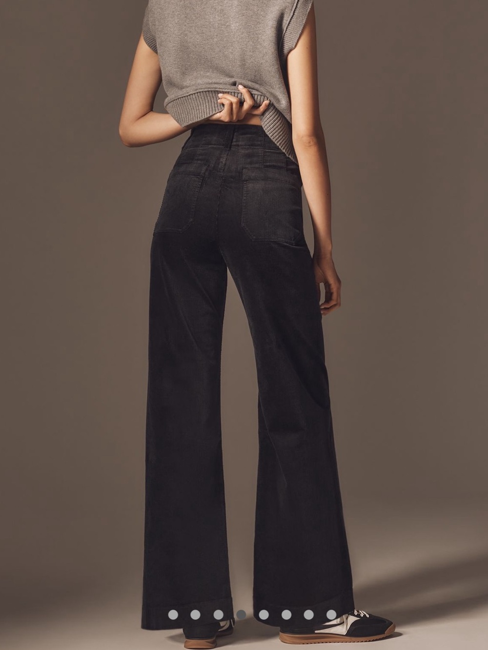 Anthropologie Colette Pants Maeve Wide Leg Full Length Corduroy New 26 Black